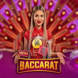 Mega Baccarat slot visual from Pragmatic Play available on spinfinn.it
